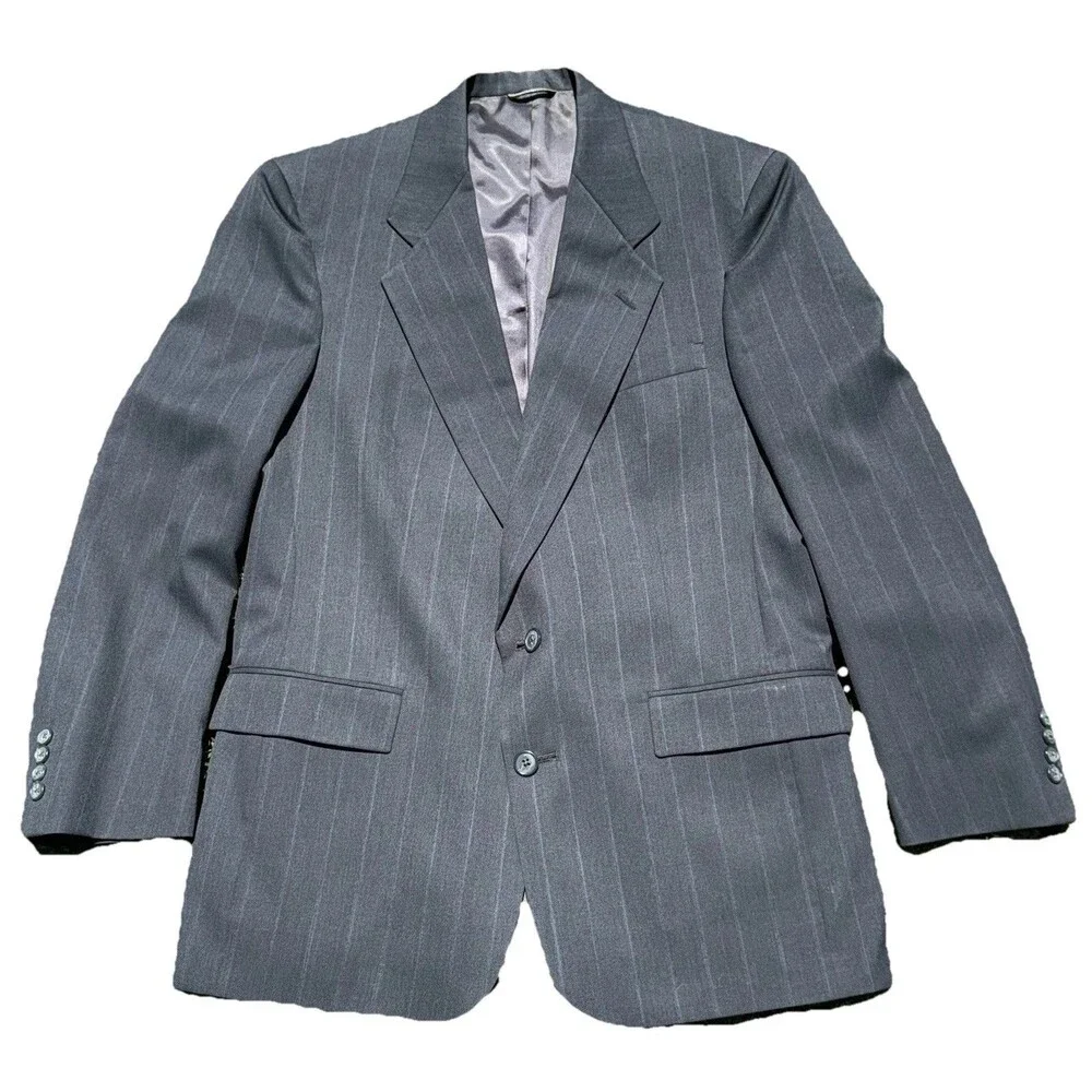 Christian Dior Monsieur Mens Grey Pinstripe Wool Blazer Sport Coat 41r USA VTG
